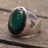 Vintage Sterling Turquoise Stamped Band Ring 8