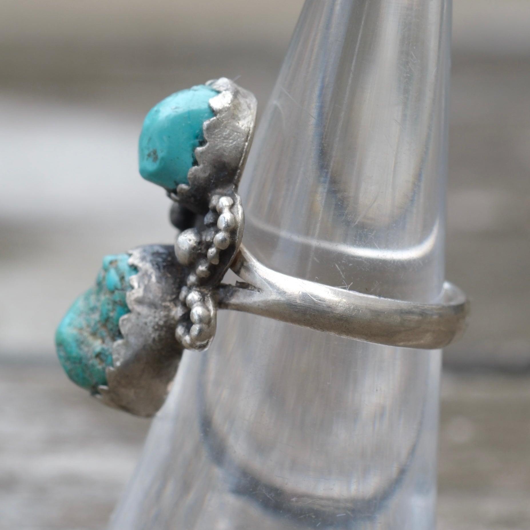 Vintage Sterling 2-Stone Turquoise Ring 6