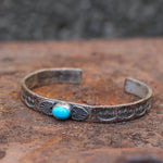 Vintage Sterling Turquoise Stamped Cuff