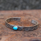 Vintage Sterling Turquoise Stamped Cuff