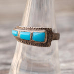 Vintage Sterling Turquoise Inlay Band 7.75
