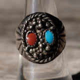 Vintage Sterling Turquoise and Corla Ring 8