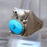 Vintage Sterling Turquoise Feather Ring 10.5