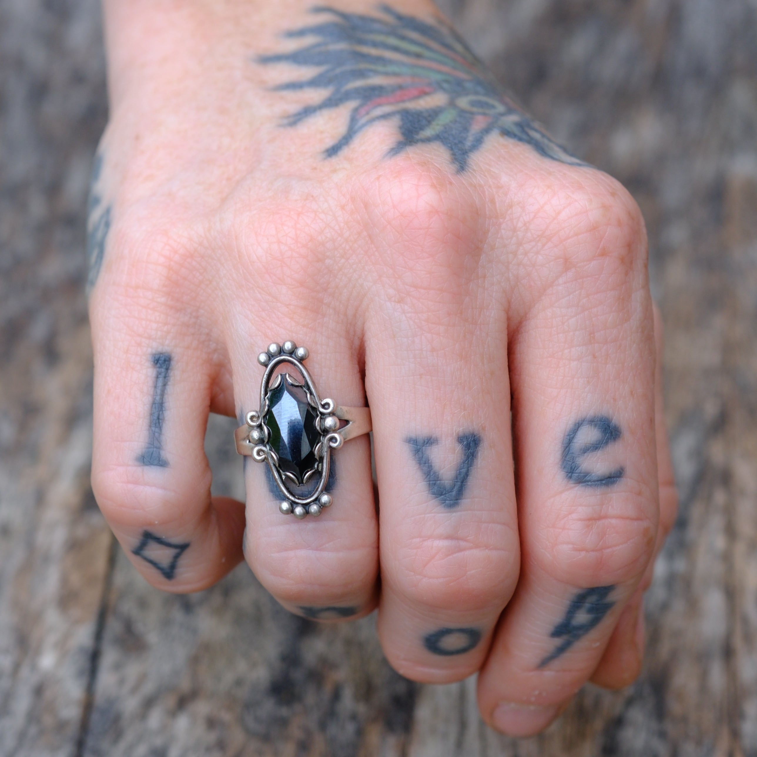Vintage Sterling Hematite Ring 7