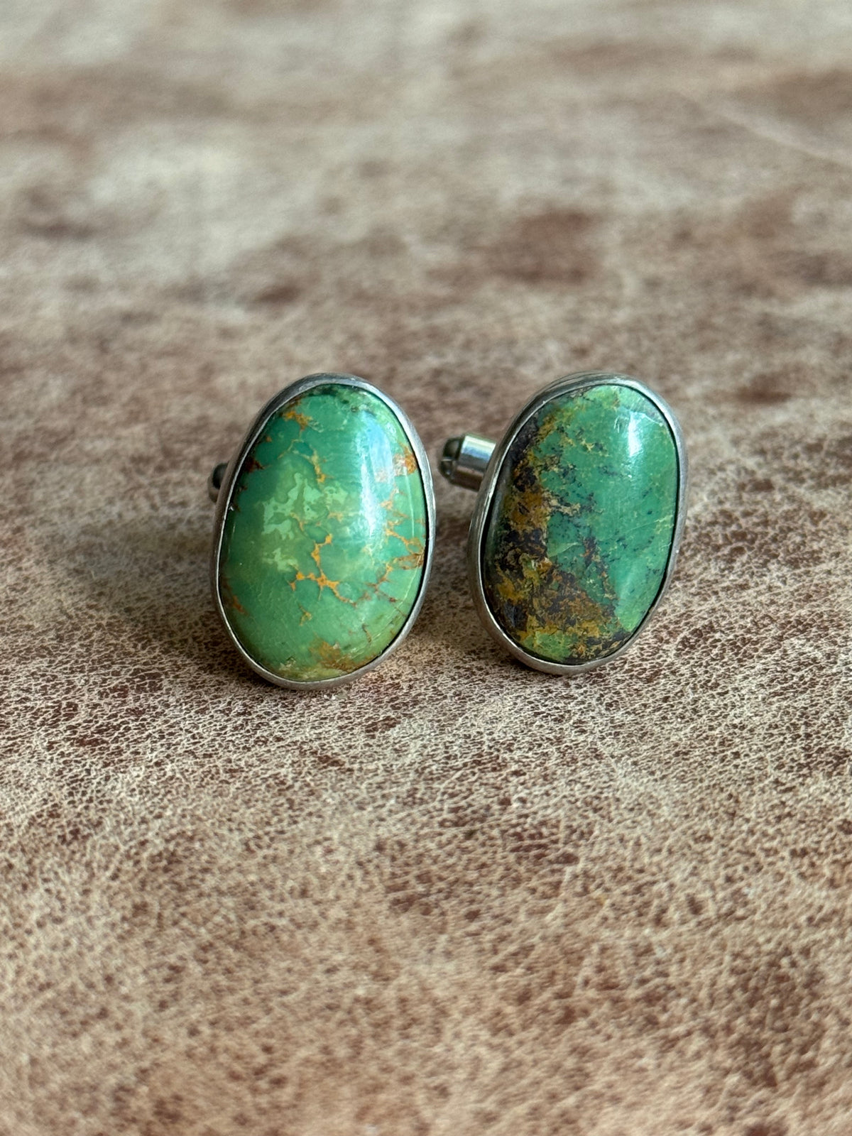 Vintage Sterling Silver Royston Turquoise Cufflinks