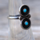 Vintage Sterling 2-Stone Turquoise Ring 4.5