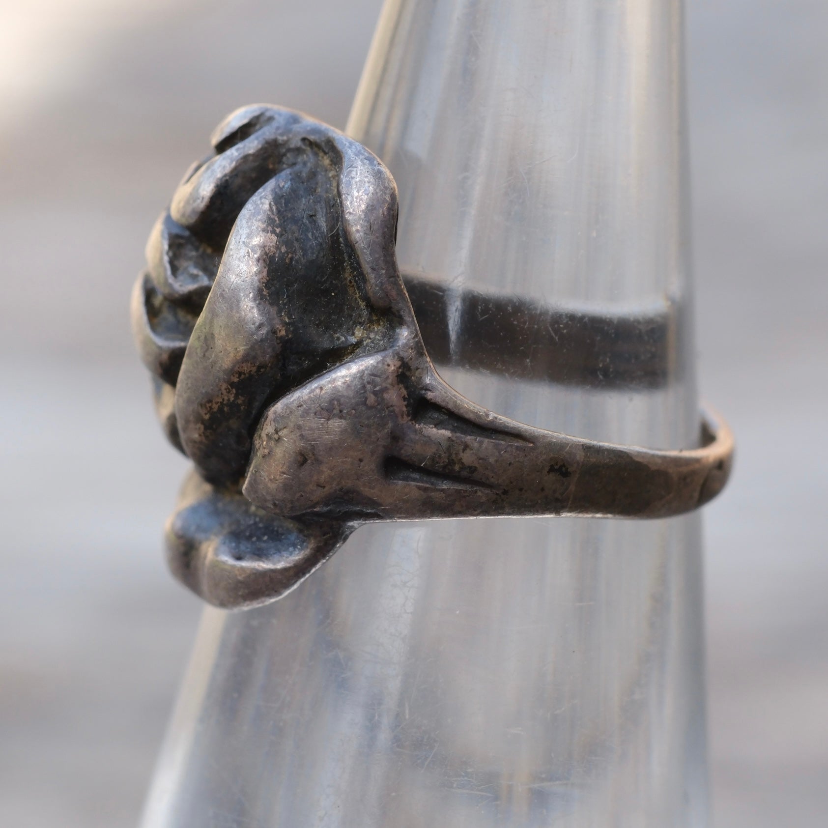 Vintage Sterling Silver Rose Ring 3