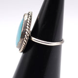 Vintage Sterling Turquoise Roper Ring 4.5