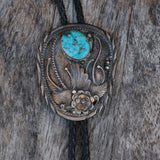 Vintage Sterling Turquoise Blossom Bolo Tie
