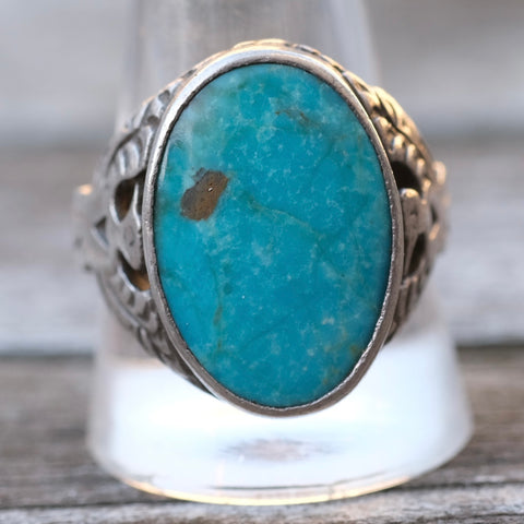 Vintage Sterling Turquoise Thunderbird Ring 12