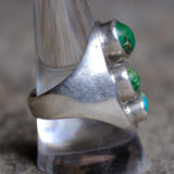 Vintage Sterling 3-Stone Turquoise Ring 10.25