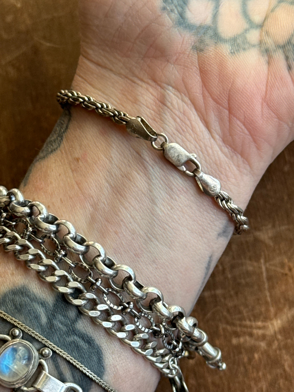 Vintage Sterling Silver 7” Rope Chain Bracelet