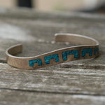 Vintage Sterling Turquoise Inlay Cuff
