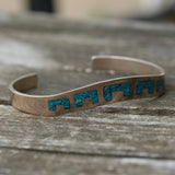 Vintage Sterling Turquoise Inlay Cuff