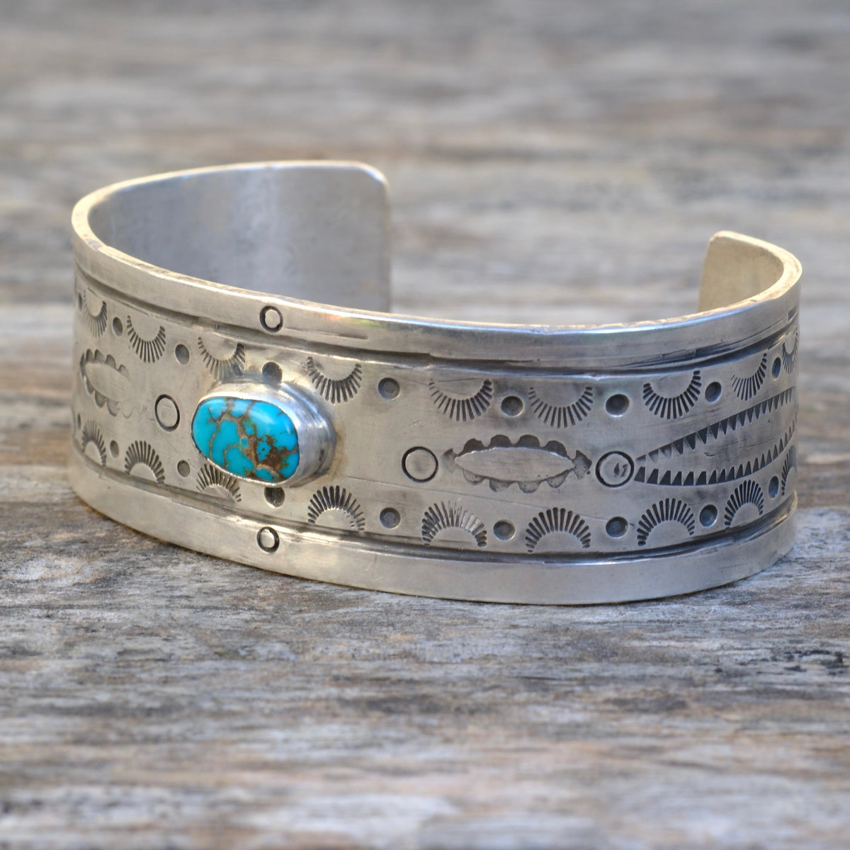 Sterling Pilot Mountain Stamped Cuff Bracelet