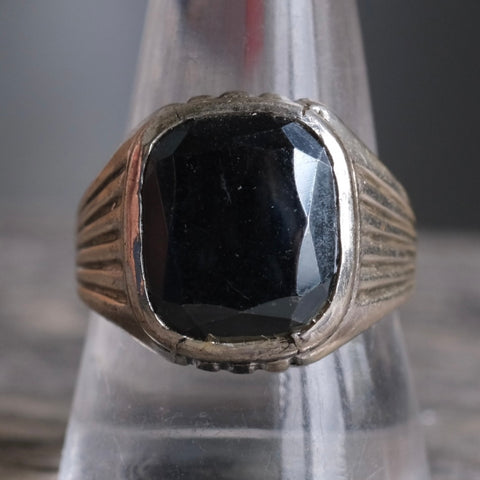 Vintage Sterling Hematite Deco Ring 10.75