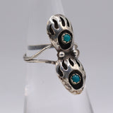 Vintage Sterling 2-Stone Turquoise Bear Paw Ring 5