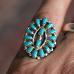 Vintage Sterling Turquoise Cluster Ring 6.5