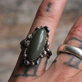 Vintage Sterling Jade Ring 6.25