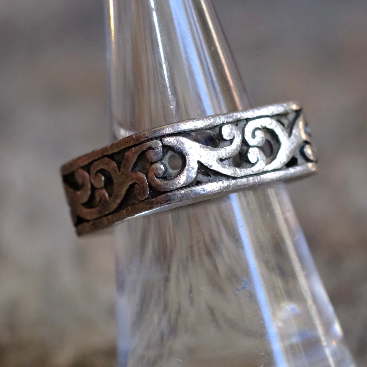 Vintage Sterling Square Scroll Ring 7