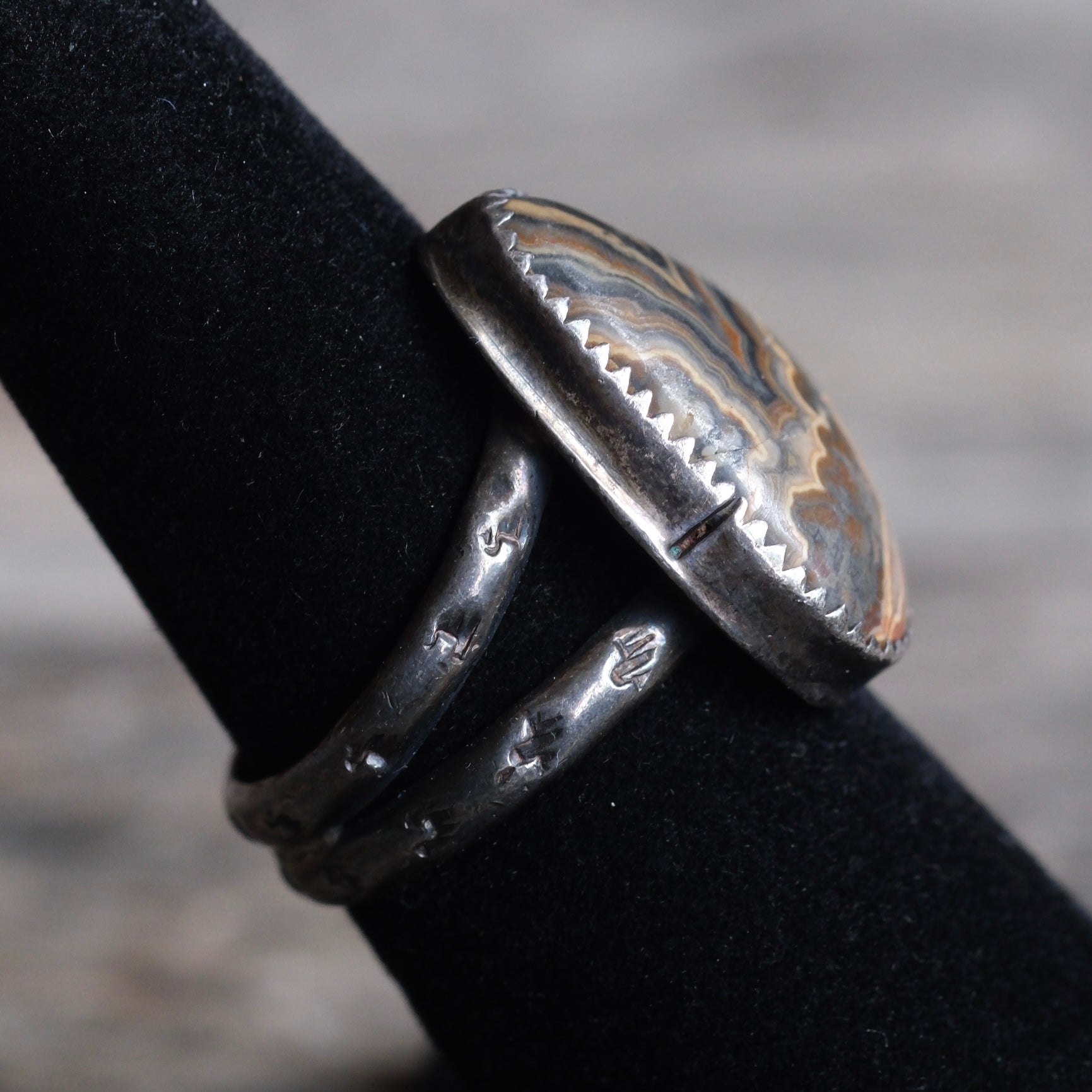 Vintage Sterling Jasper Ring 6.5