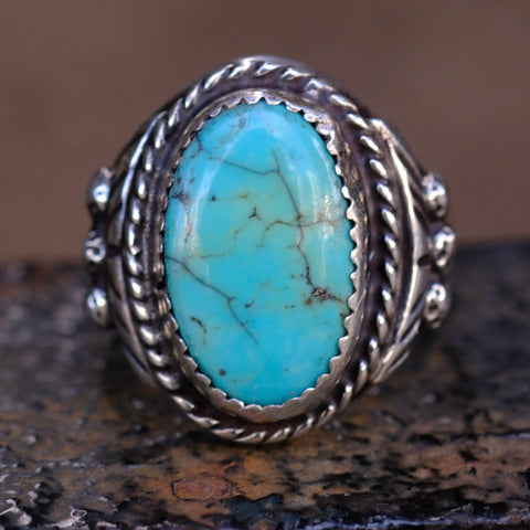 Vintage Sterling Turquoise Ring 9.75