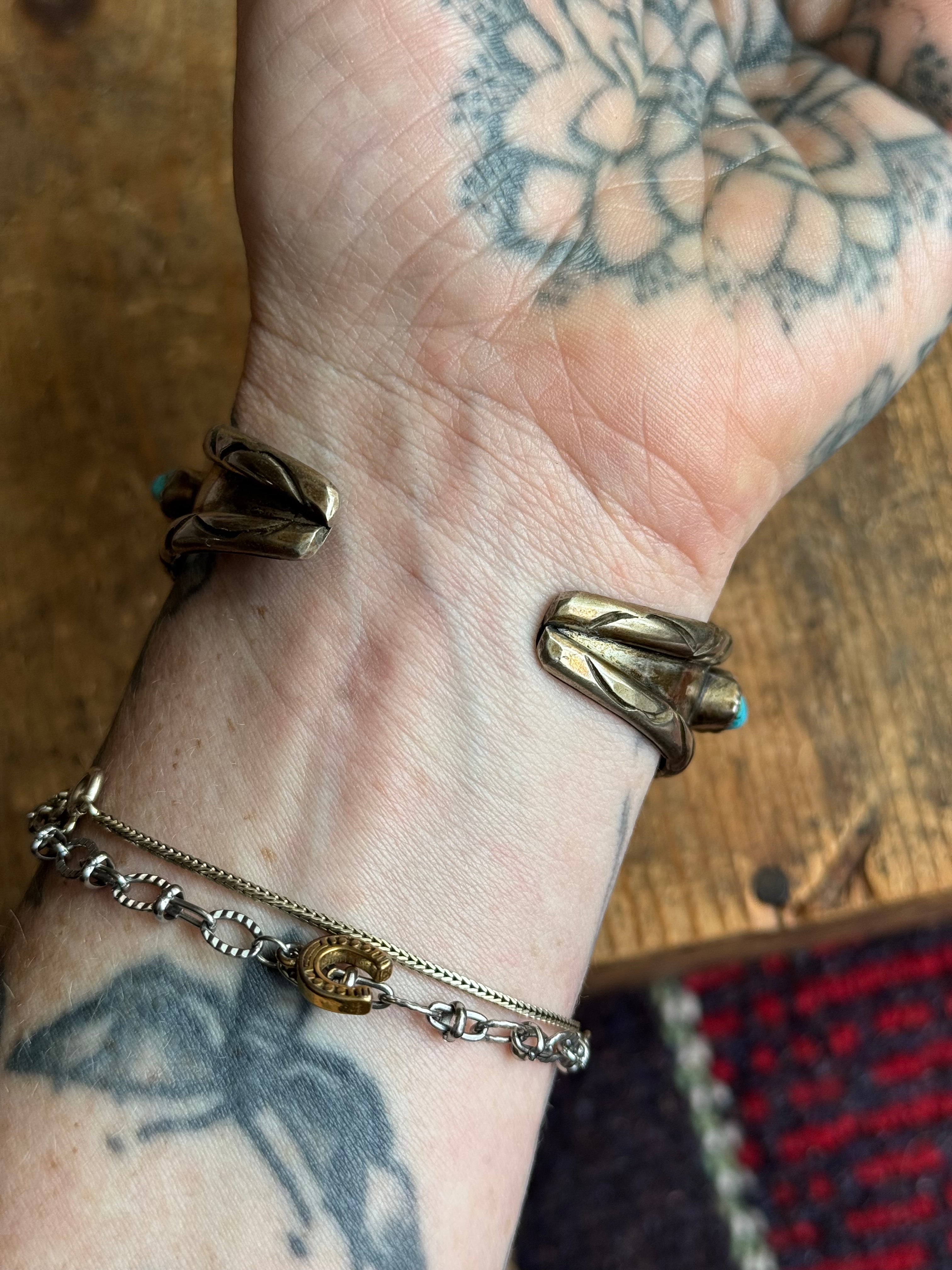 Vintage Sterling Silver Raw Turquoise Cuff