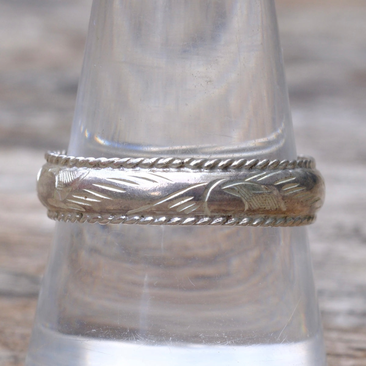 Vintage Sterling Silver Scroll Band Ring 10