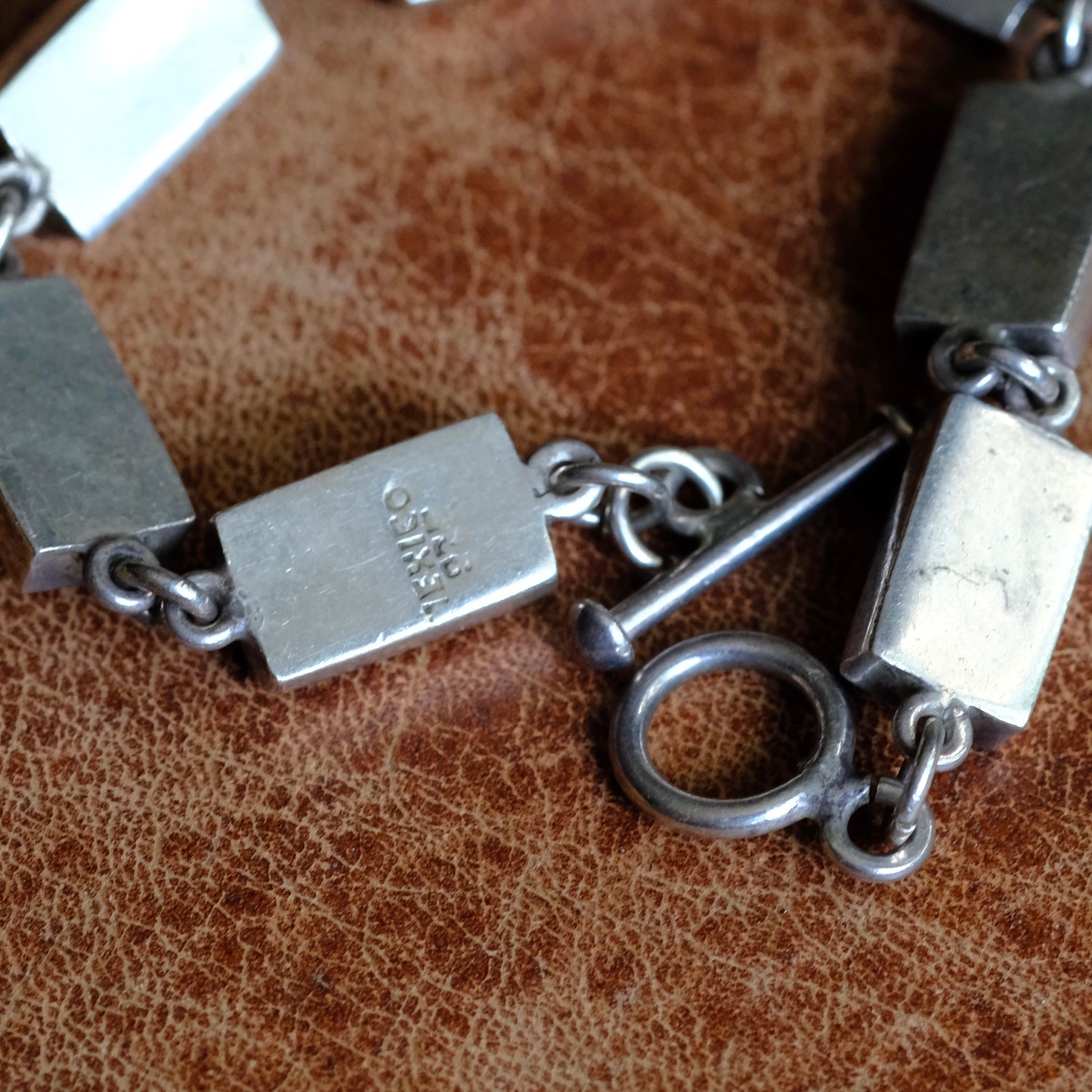 Vintage Sterling Multistone Inlay Link Bracelet