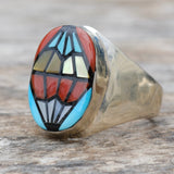 Vintage Sterling Zuni Inlay Ring 9