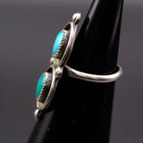 Vintage Sterling 2-Stone Turquoise Ring 3.75
