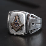 Vintage Sterling Free Masons Signet Ring 9.5