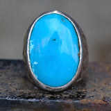 Vintage Sterling Turquoise V For Victory Bells Trading Post Ring 10