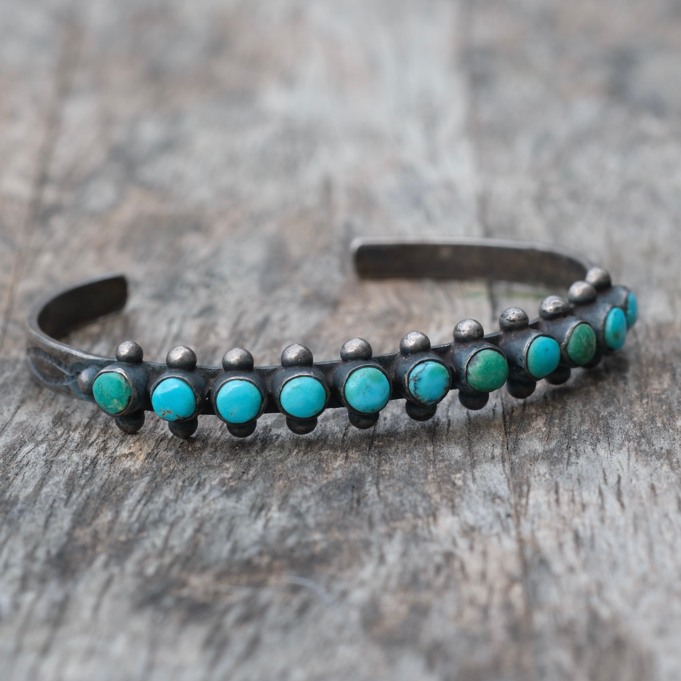 Vintage Sterling Snake Eye Turquoise Cuff Bracelet