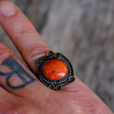 Vintage Sterling Coral Ring 4.75
