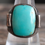 Vintage Sterling Turquoise Signet Ring 9.75