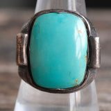 Vintage Sterling Turquoise Signet Ring 9.75
