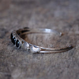 Vintage Sterling 5-Stone Onyx Feather Cuff 6.5"