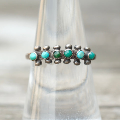 Vintage Sterling Turquoise Inlay Band 7.5