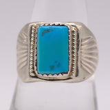 Vintage Sterling Turquoise Stamped Band Ring 8.75