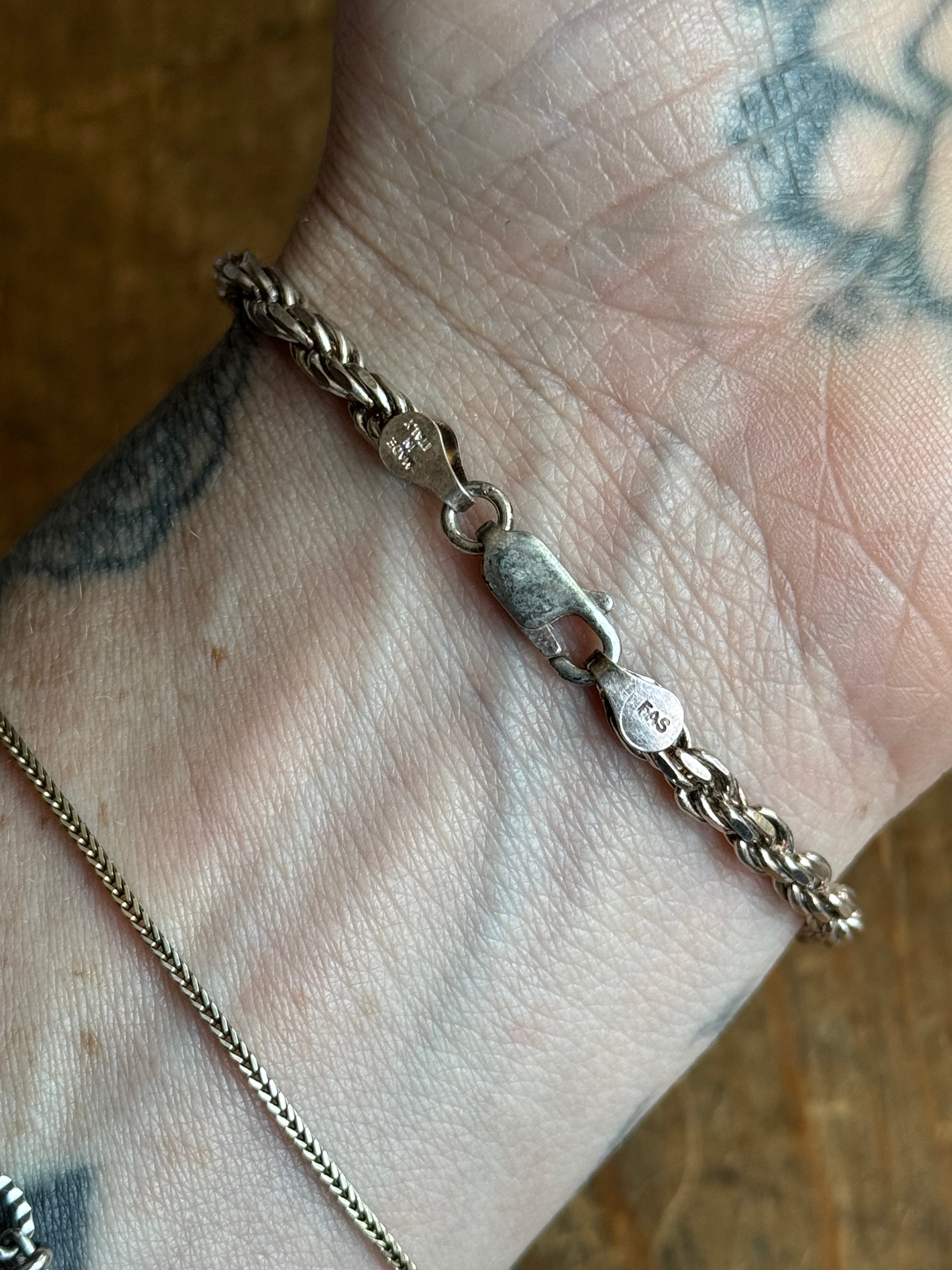 Vintage Sterling Silver 7” Rope Chain Bracelet