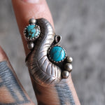 Vintage Sterling 2-Stone Feather Ring 5