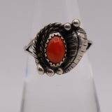 Vintage Sterling Coral Feather Ring 6.75