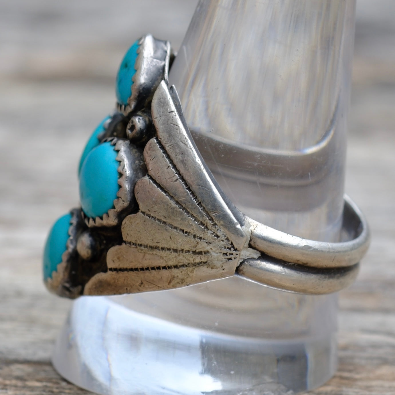 Vintage Sterling 4-Stone Turquoise Ring 12