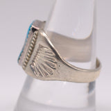 Vintage Sterling Turquoise Stamped Band Ring 9.75