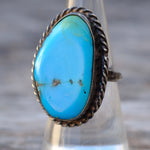 Vintage Sterling Turquoise Roper Ring 7.25