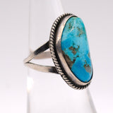 Vintage Sterling Turquoise Roper Ring 5.75