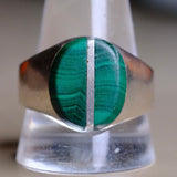 Vintage Sterling Malachite Inlay Ring 12.75