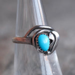 Vintage Sterling Turquoise Feather Ring 6.5