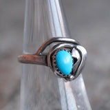 Vintage Sterling Turquoise Feather Ring 6.5